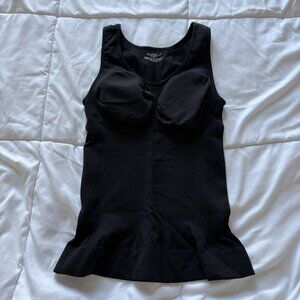 Cami Shaper Tank Top Womens Size Medium Padded Black Nylon Tummy Control